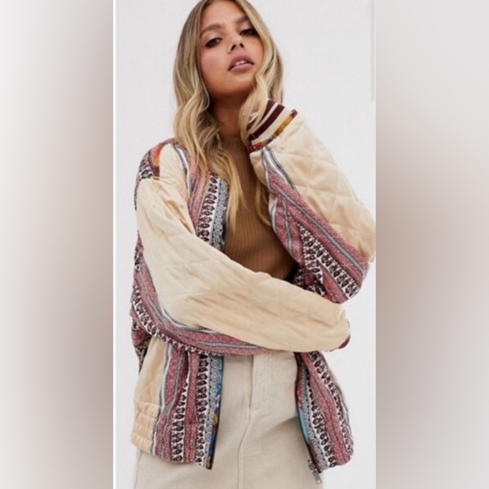 Free People XS Reversible Retro Bomber Jacket